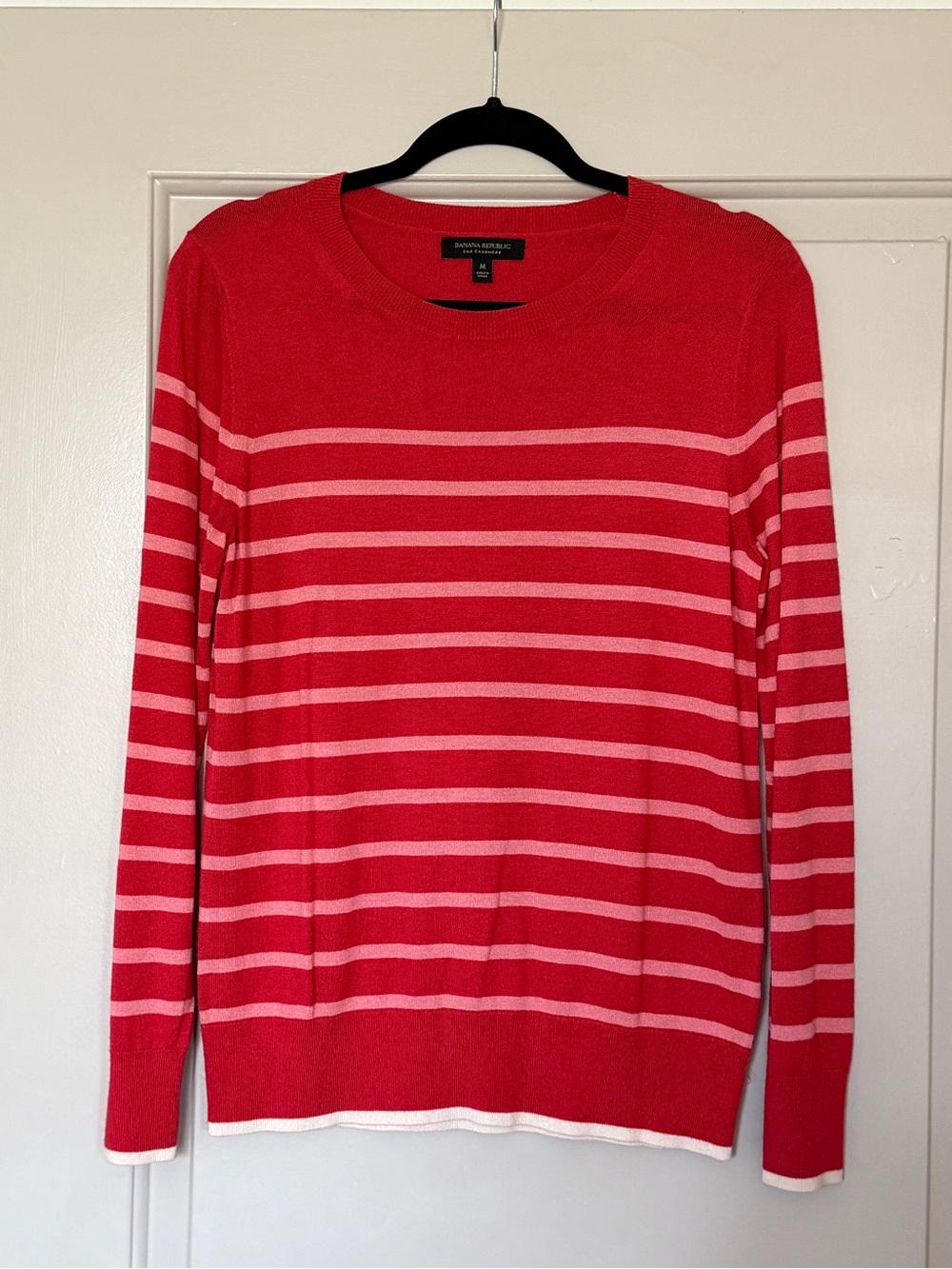 Banana Republic Red Crewneck Striped Knit